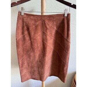 Skova Pencil Skirt Womens 8 Orange Brown Genuine Leather Western Country Boho